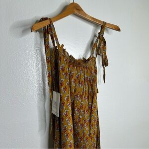 NWT Ex - Voto 100% Cotton Block Print Bohemian Iris Sundress Maxi Flowy